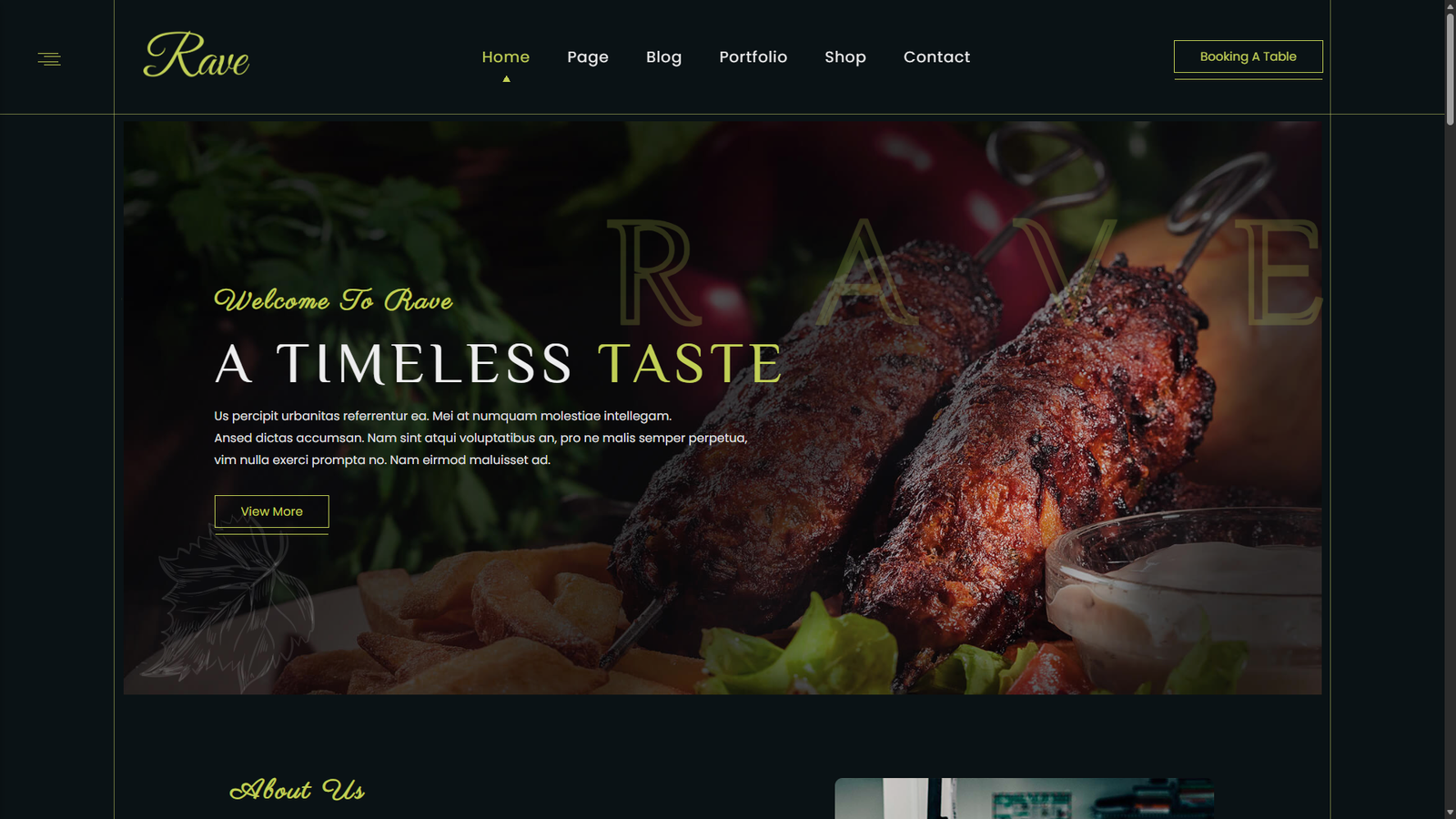 Rave – Restaurant & Food Website Demo